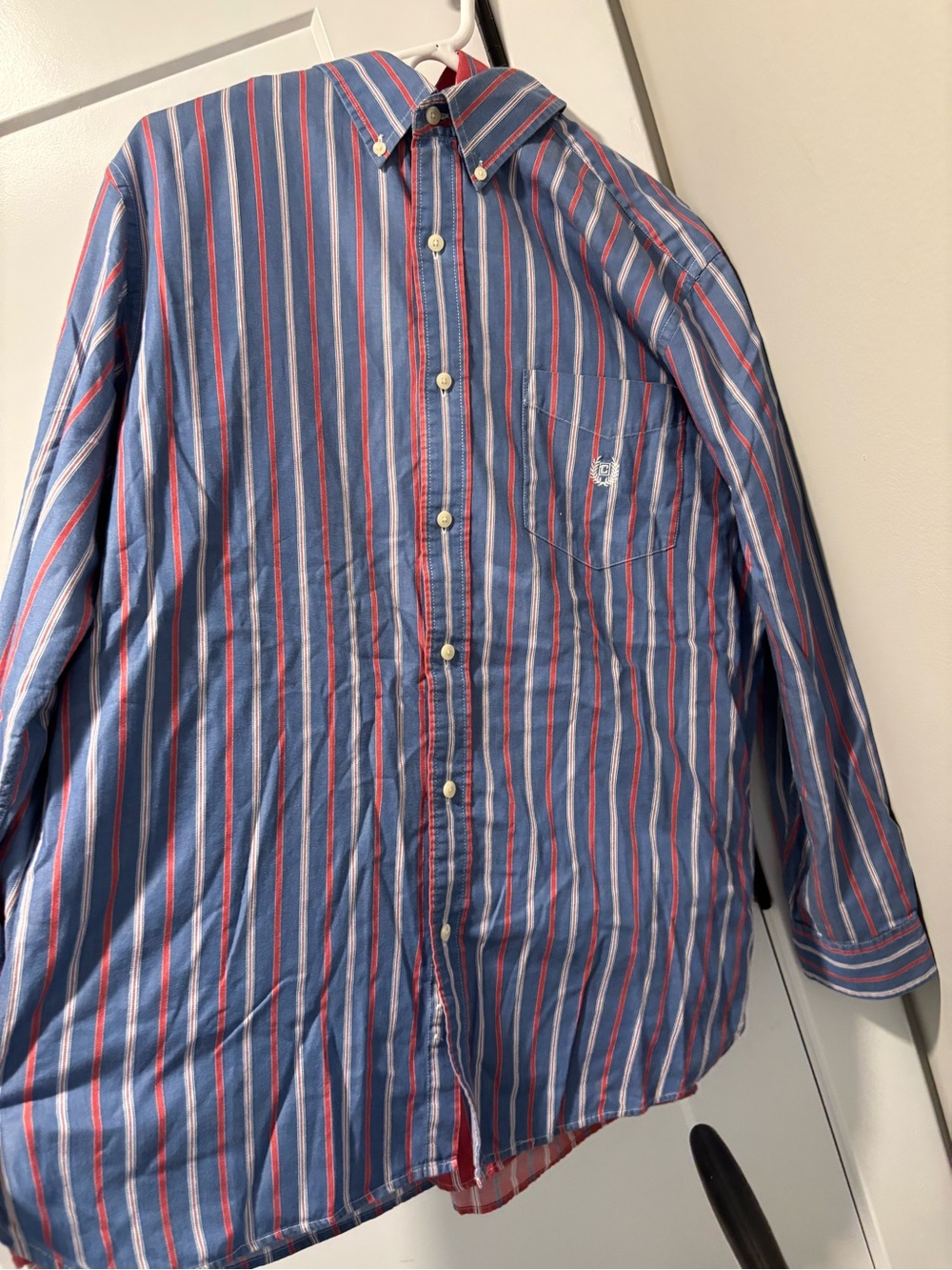 Chaps Blue and Red Striped Button-Down Shirt